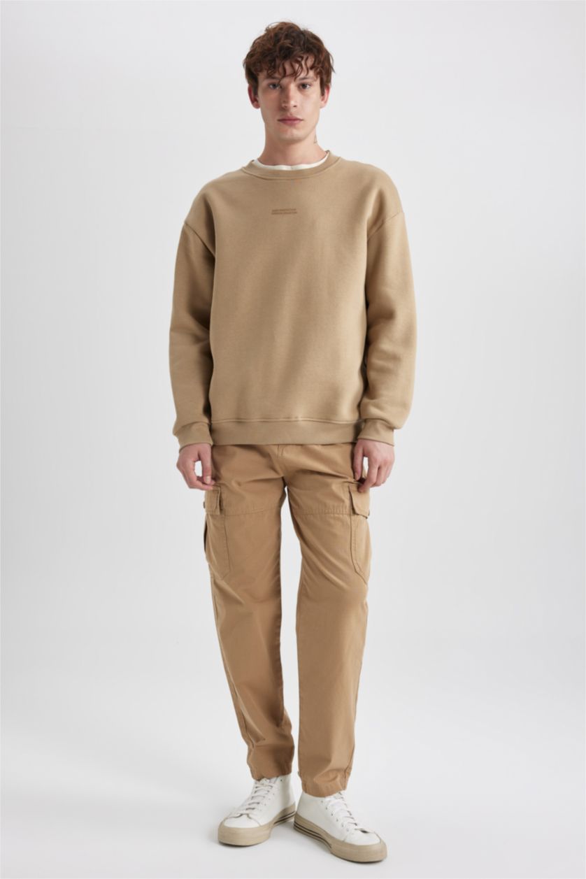 MAN Camel Relax Fit Cargo Pocket Trousers