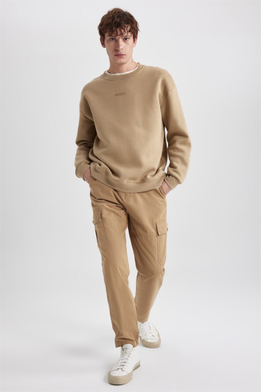 MAN Camel Relax Fit Cargo Pocket Trousers