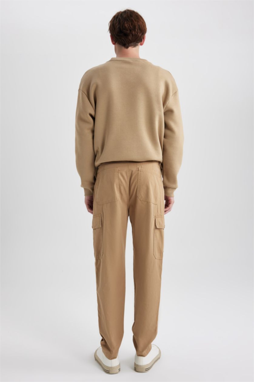 MAN Camel Relax Fit Cargo Pocket Trousers