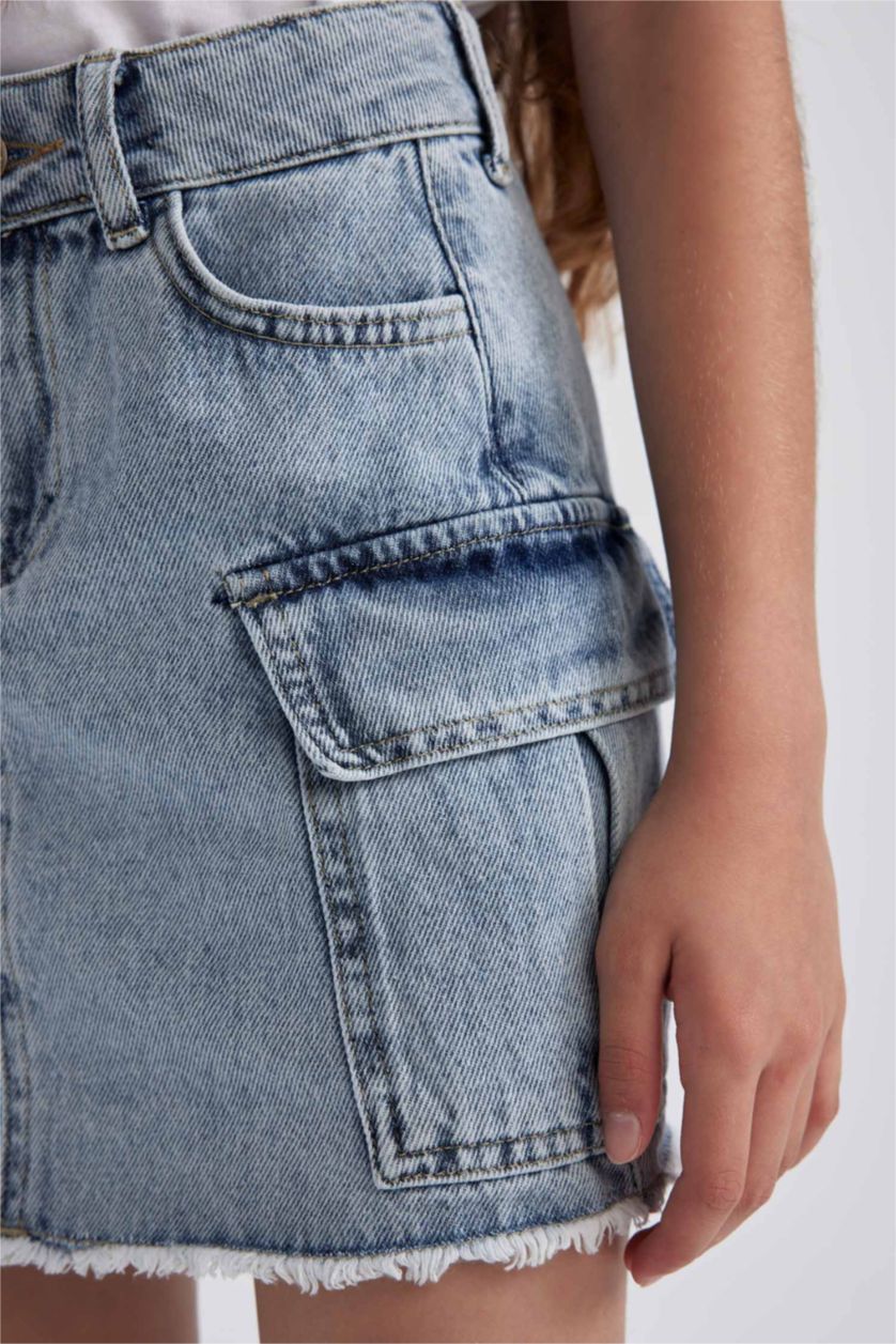 FILLES BLEU Clair Jupe Coupe Cargo Pour Fille