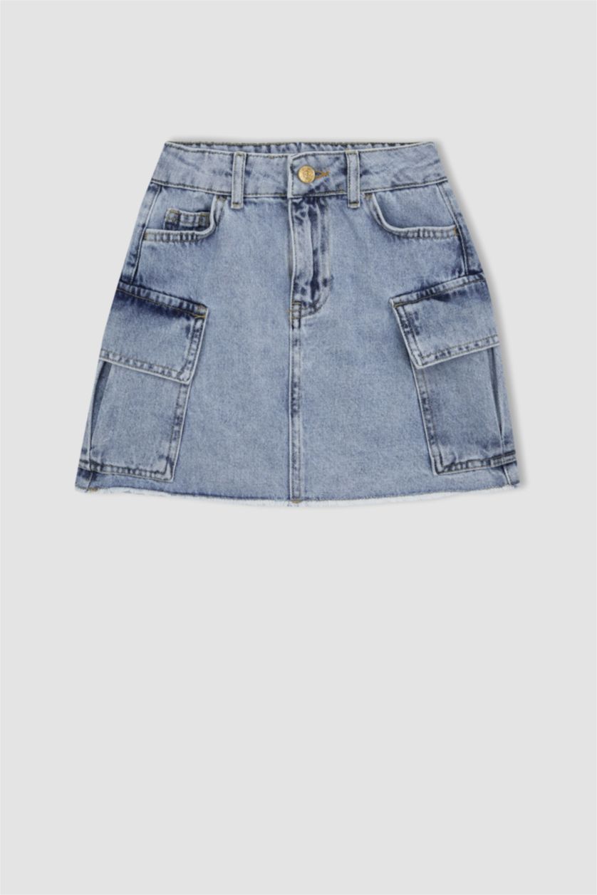 FILLES BLEU Clair Jupe Coupe Cargo Pour Fille