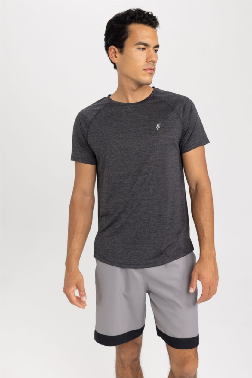 MAN Anthracite Melange Slim Fit Crew Neck T-Shirt