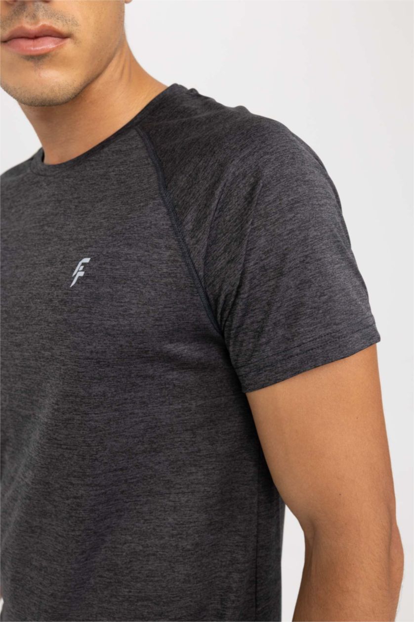 MAN Anthracite Melange Slim Fit Crew Neck T-Shirt