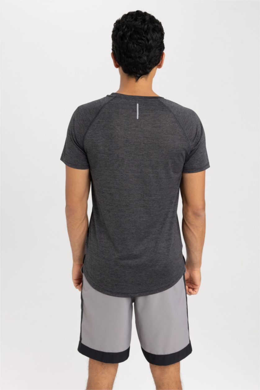 MAN Anthracite Melange Slim Fit Crew Neck T-Shirt