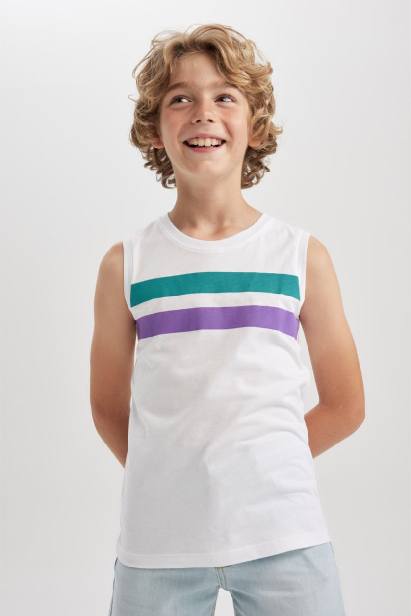 BOYS & TEENS White Boy Regular Fit Tank Top