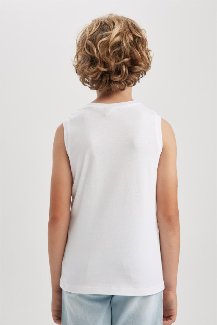 BOYS & TEENS White Boy Regular Fit Tank Top