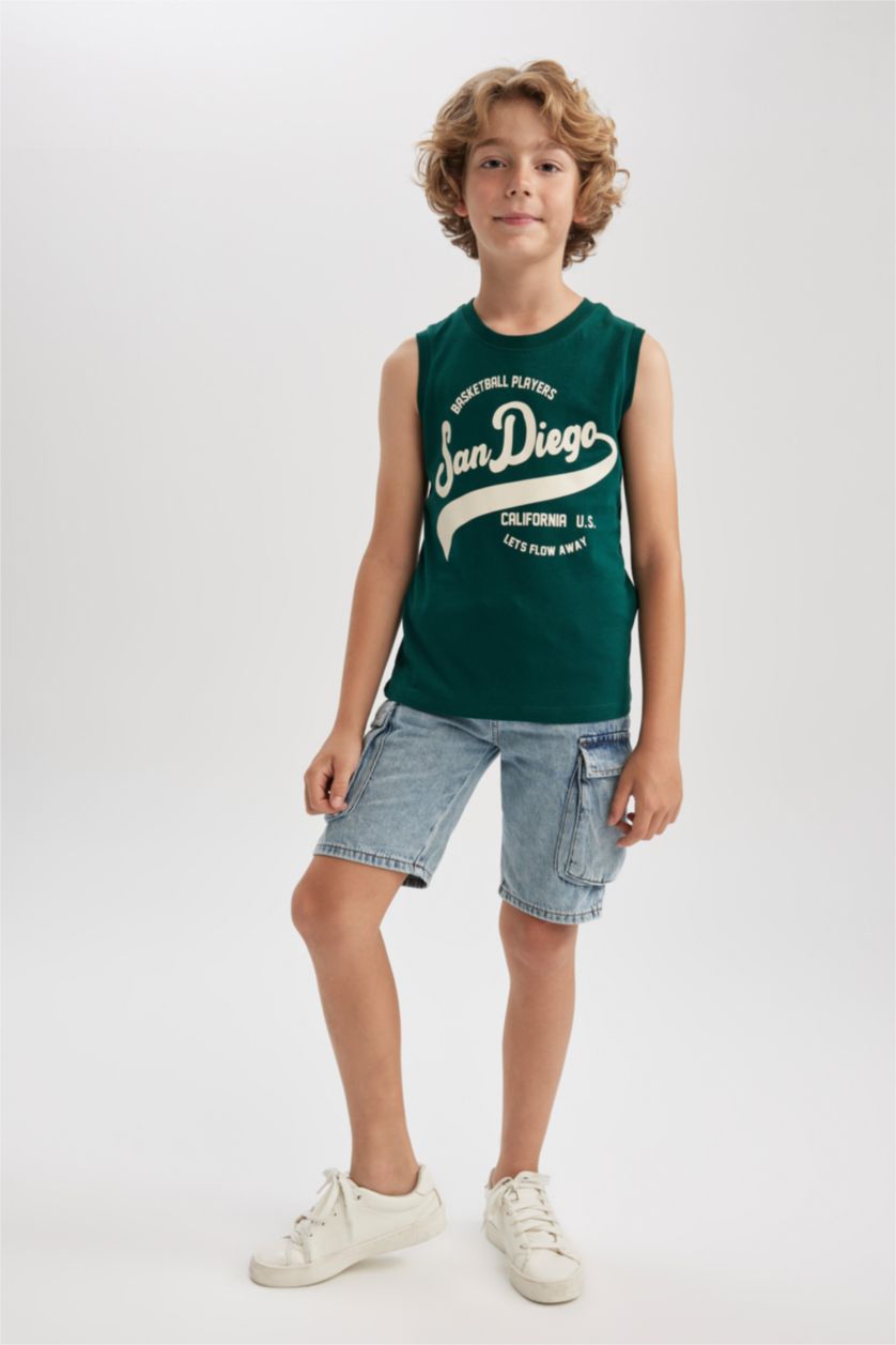 أولاد أخضر تيشيرت اولادي بدون أكمام