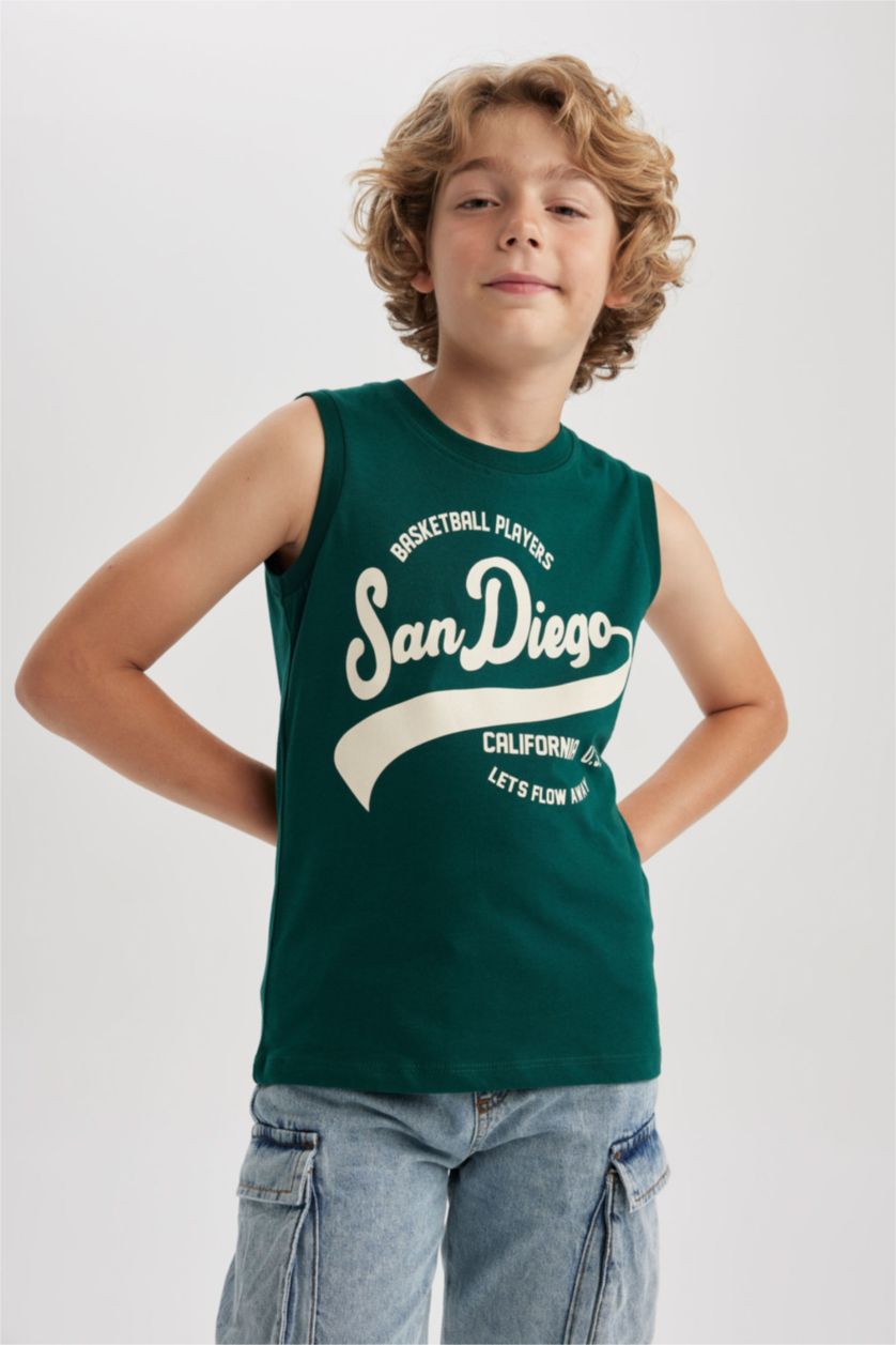 أولاد أخضر تيشيرت اولادي بدون أكمام