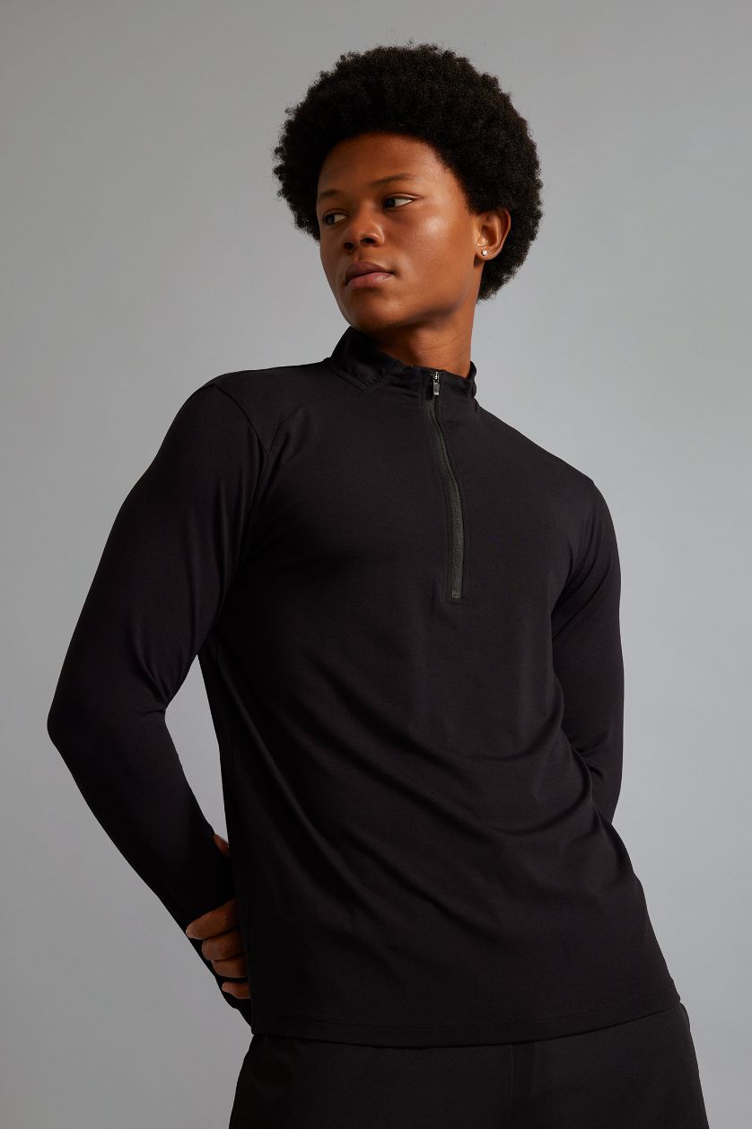 رجال أسود تيشيرت سليم فيت برقبة عالية