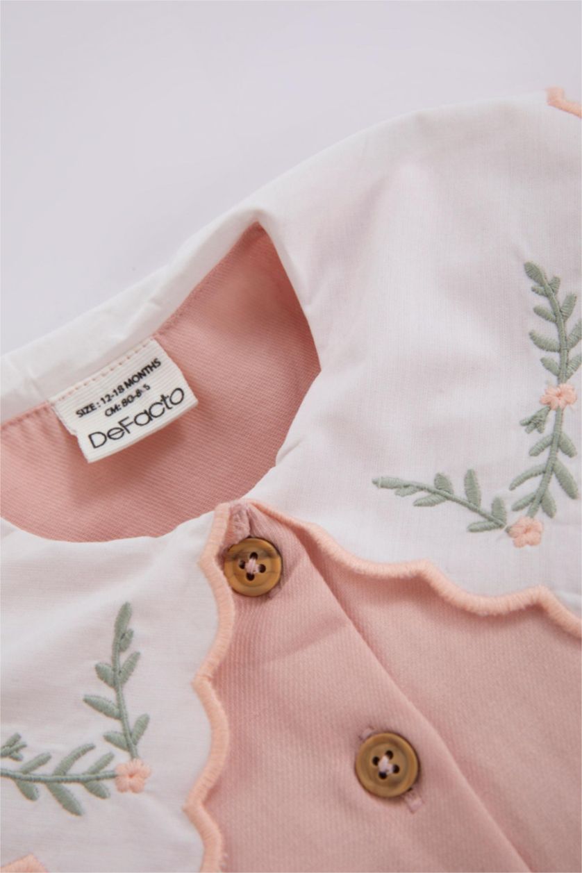 Baby Girl Pink Baby Girl Floral Long Sleeve Twill Dress