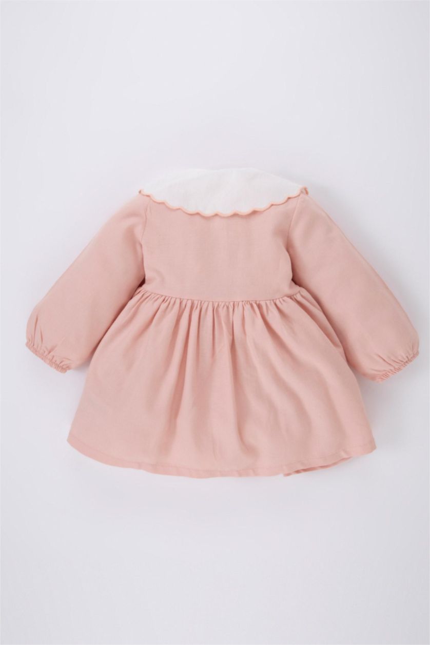 Baby Girl Pink Baby Girl Floral Long Sleeve Twill Dress