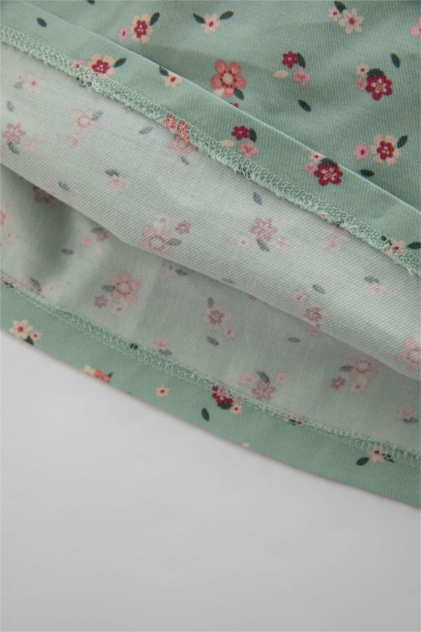 BABY GIRL Mint Regular Fit Flower Long Sleeve Woven Dress