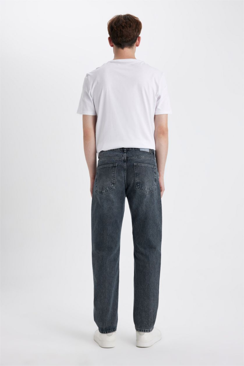 Мужчины Серо-голубой Джинсы Straight Fit прямого кроя со средней талией