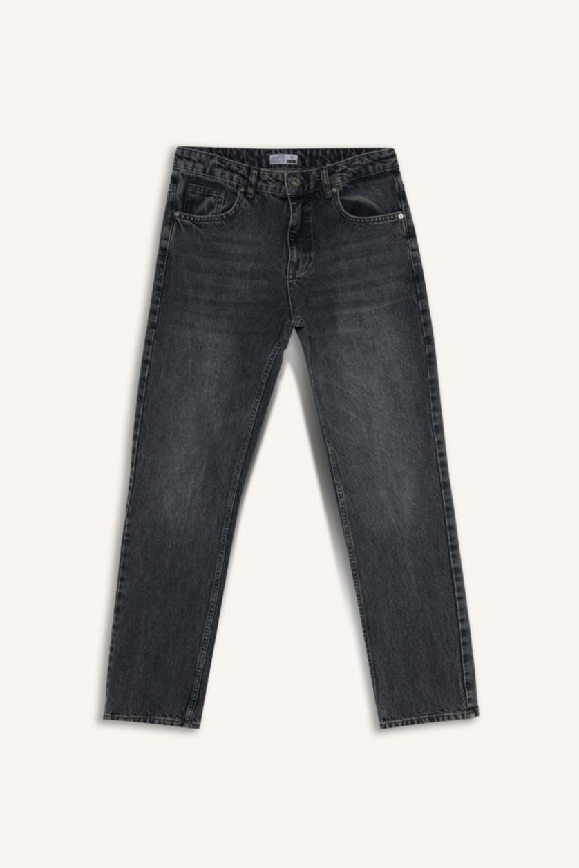 Мужчины Серо-голубой Джинсы Straight Fit прямого кроя со средней талией