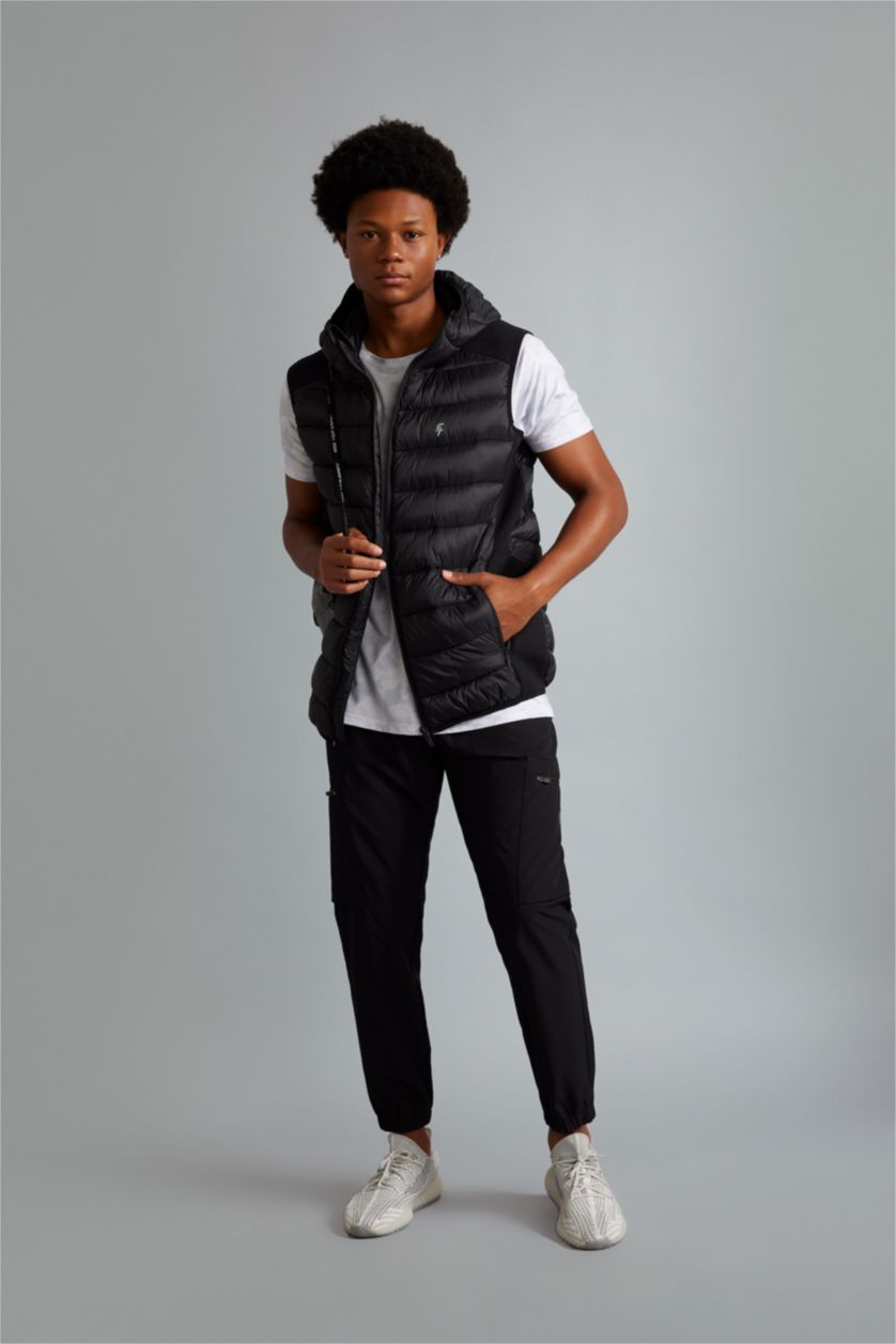 رجالي أسود بنطلون سويت بانتس جوجر منسوج قصة عادية