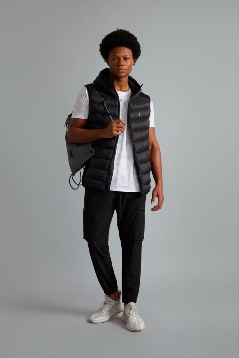 رجالي أسود بنطلون سويت بانتس جوجر منسوج قصة عادية