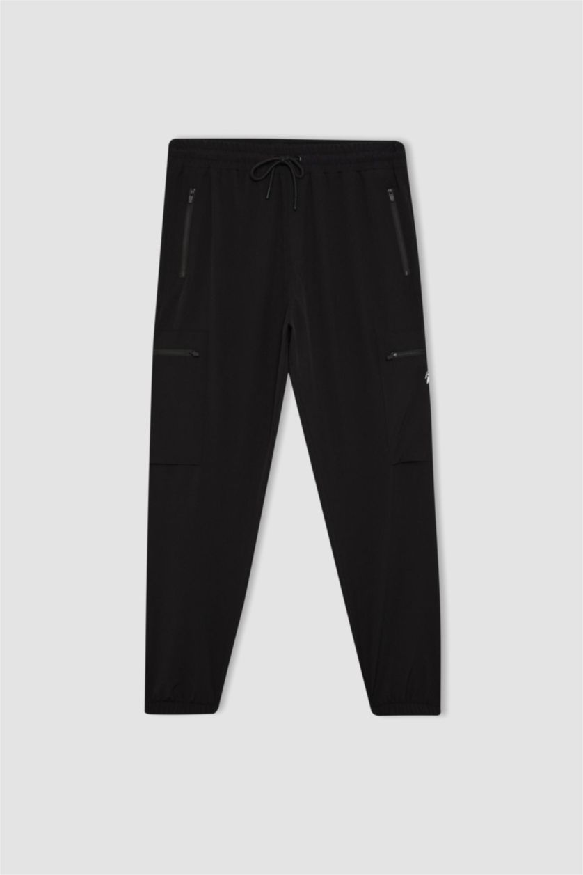 رجالي أسود بنطلون سويت بانتس جوجر منسوج قصة عادية