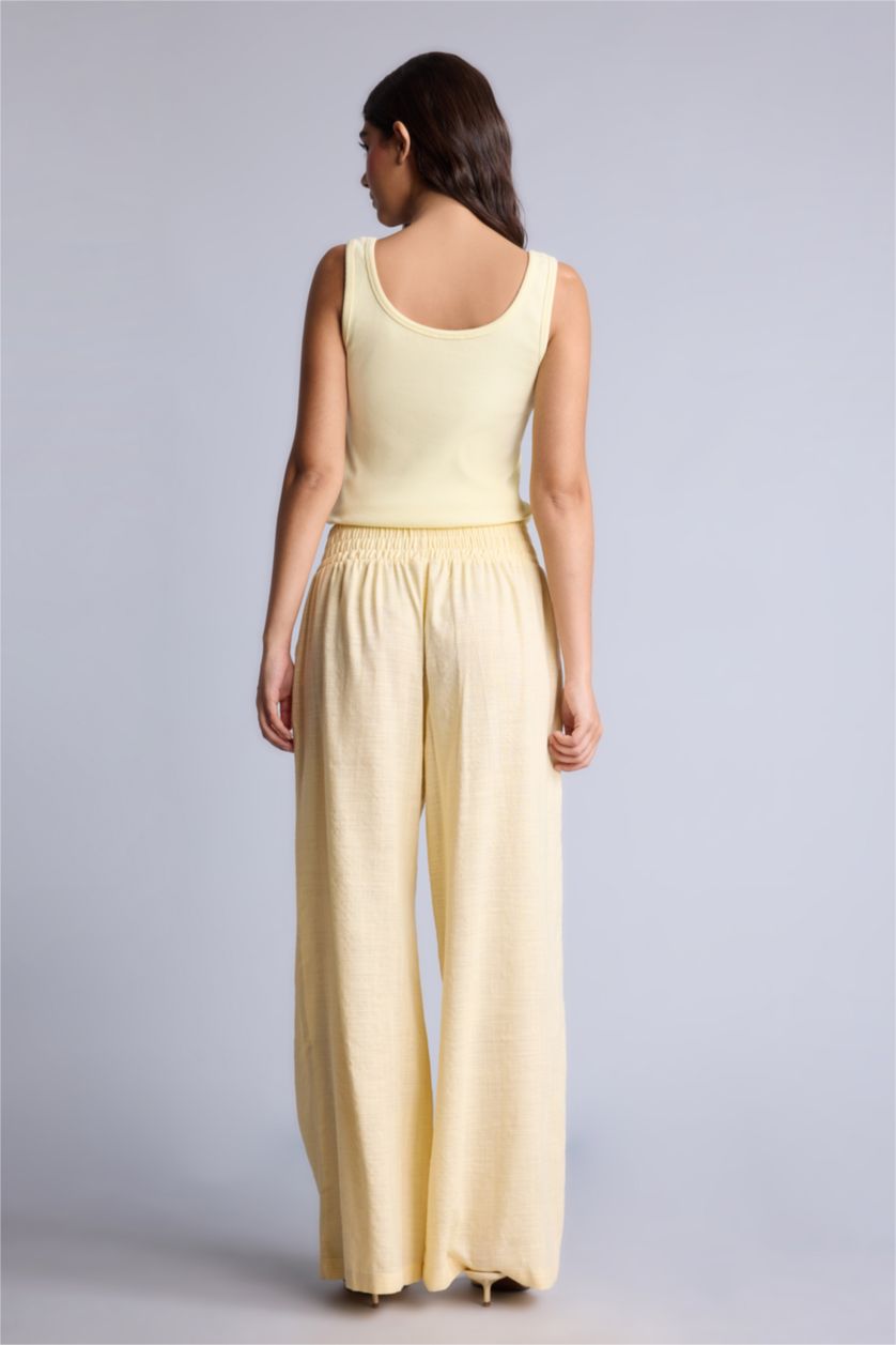 Женщины Желтый Брюки Wide Leg