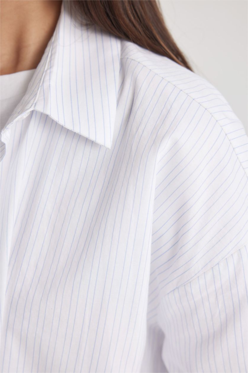 FEMME BLEU Clair Chemise Oversize Imprimée à Manches Longues