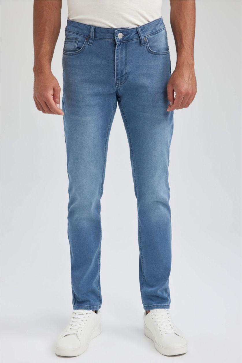 HOMME Indigo Pantalon Jean PEDRO - Coupe slim en jean Ourlet étroit