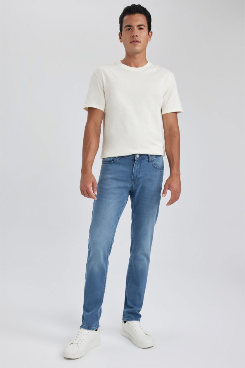 HOMME Indigo Pantalon Jean PEDRO - Coupe slim en jean Ourlet étroit