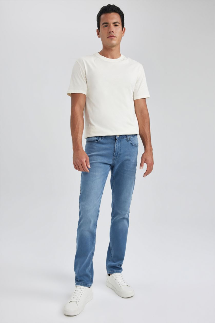 HOMME Indigo Pantalon Jean PEDRO - Coupe slim en jean Ourlet étroit
