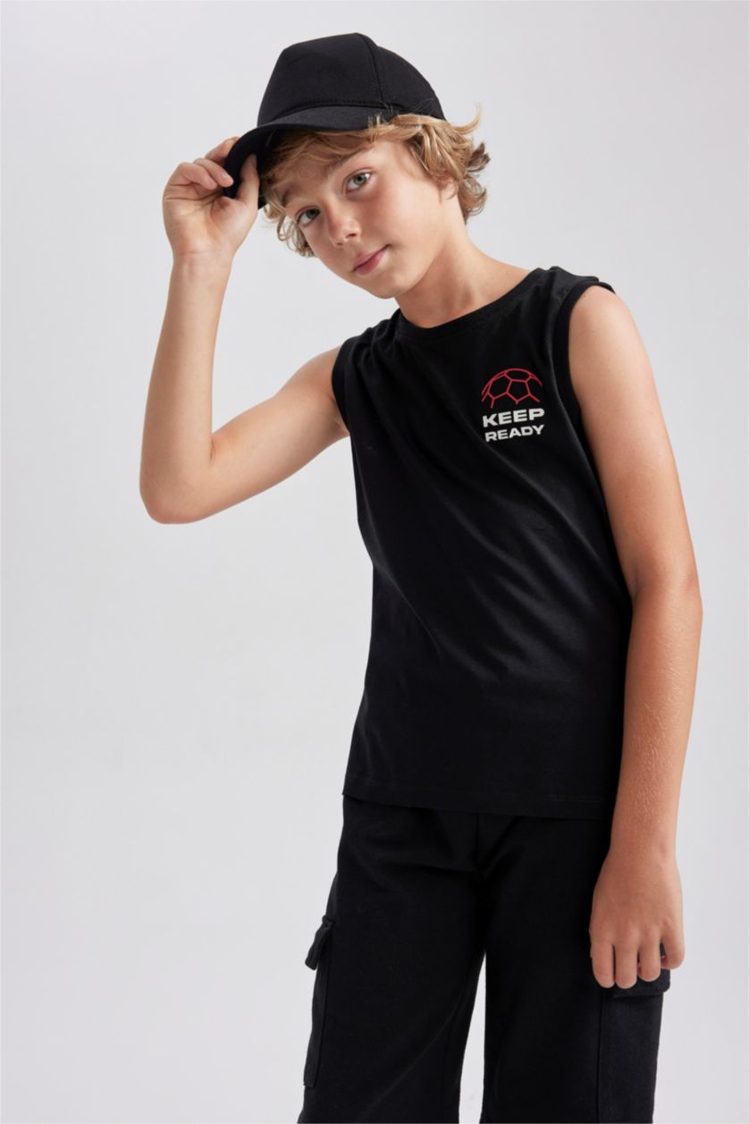 Хлопчачий Чорний Майка з круглим вирізом для хлопчиків