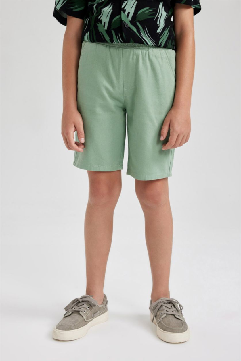 BOYS & TEENS Light Green Boy Regular Fit Shorts