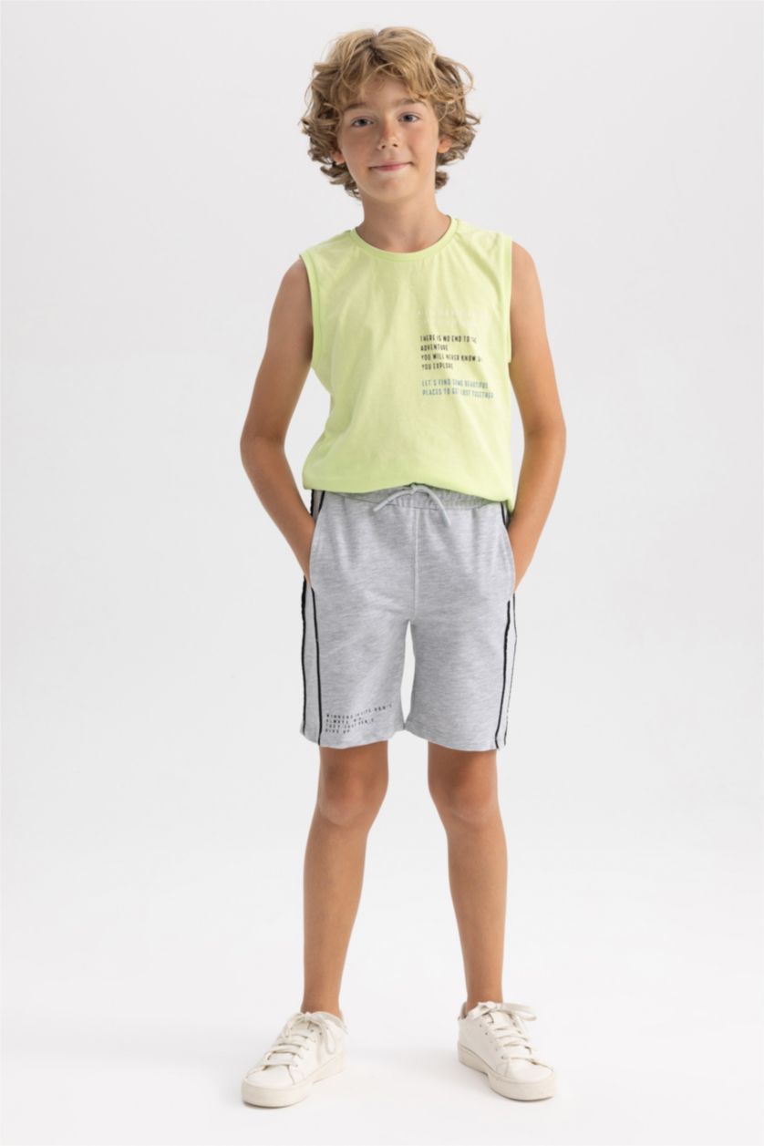 أولاد ميلانج رمادي فاتح شورت اولادي قماش رقيق