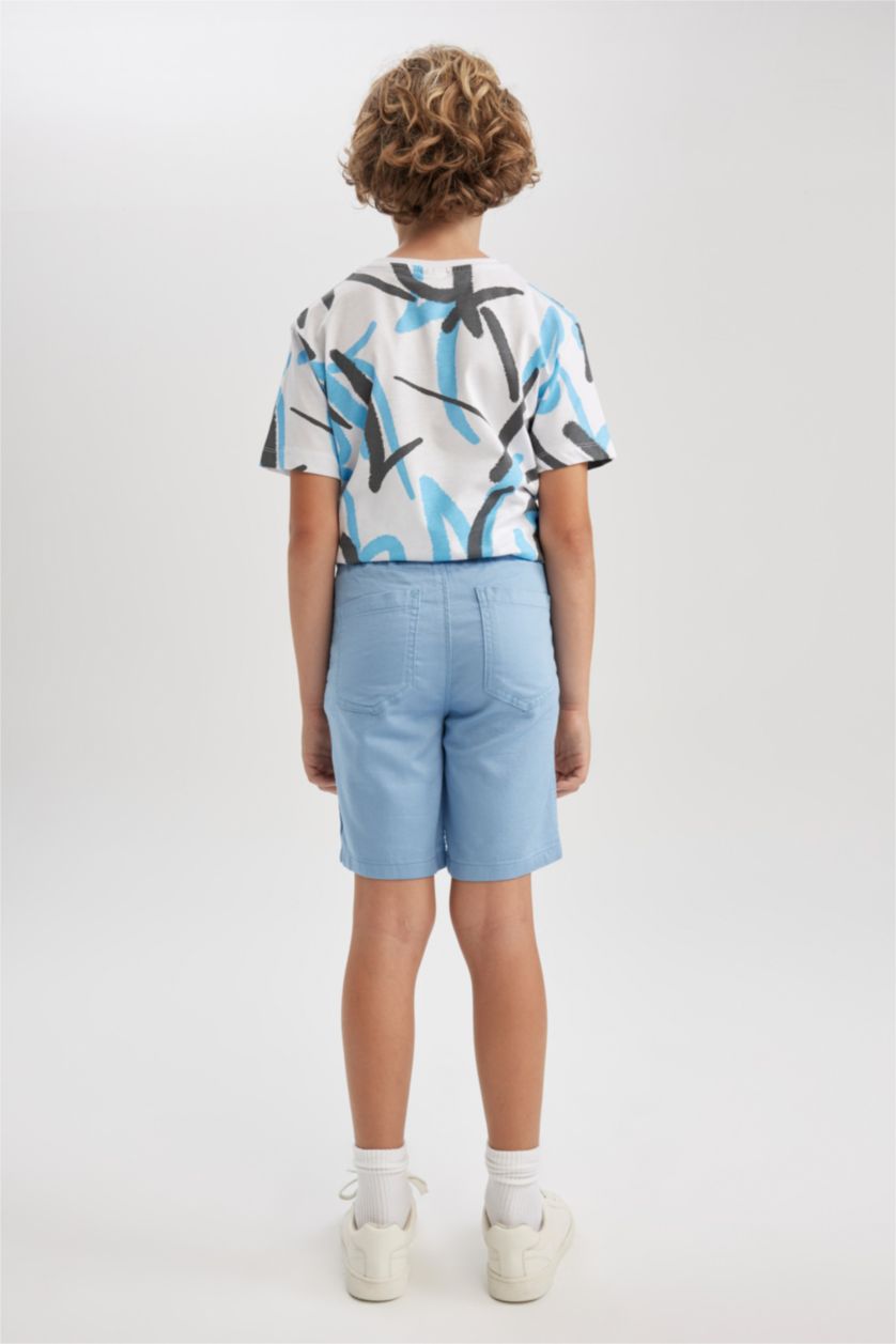 GARÇONS Bleu Short Gabardine Coupe Régulière
