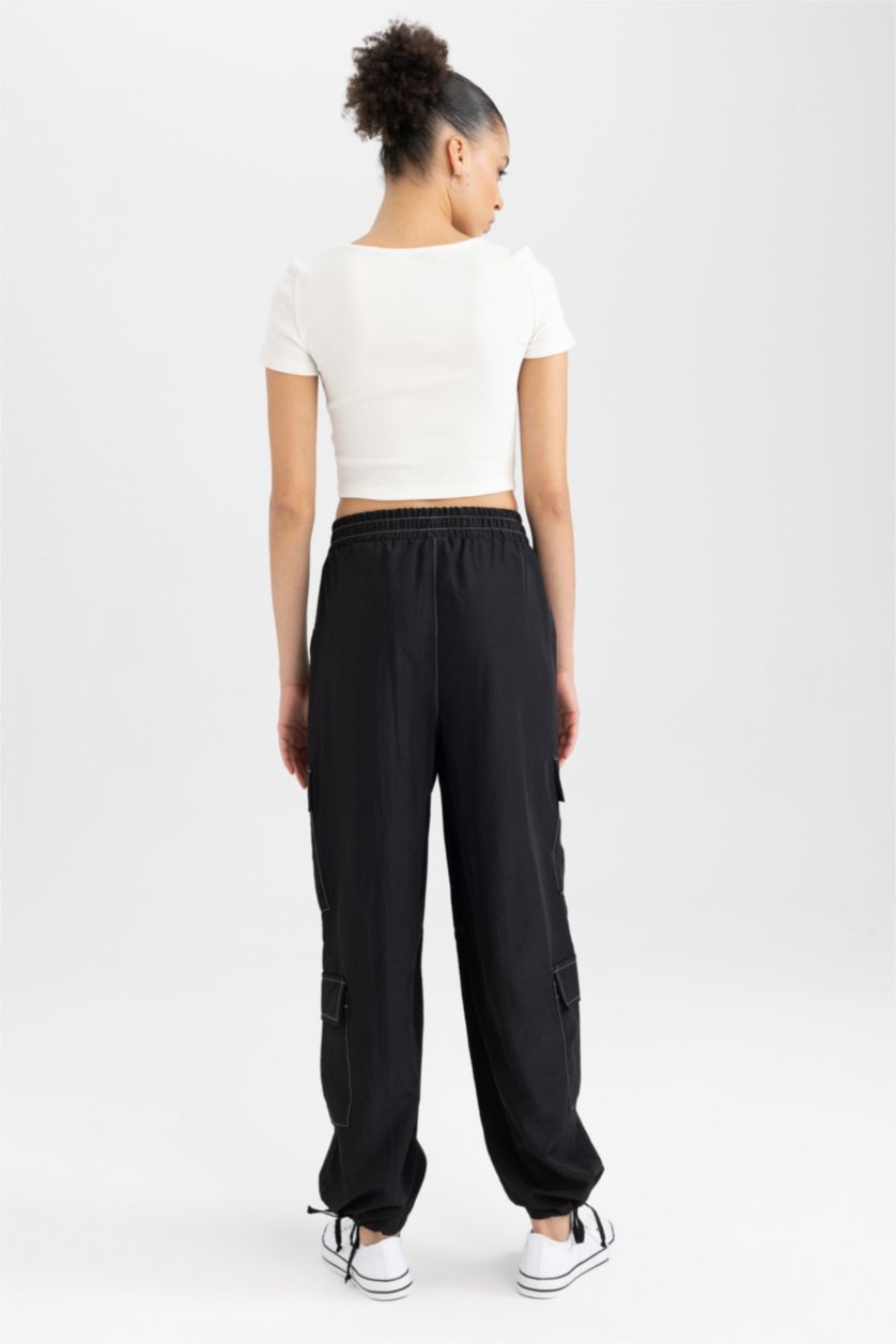 حريمي أسود بنطلون باراشوت