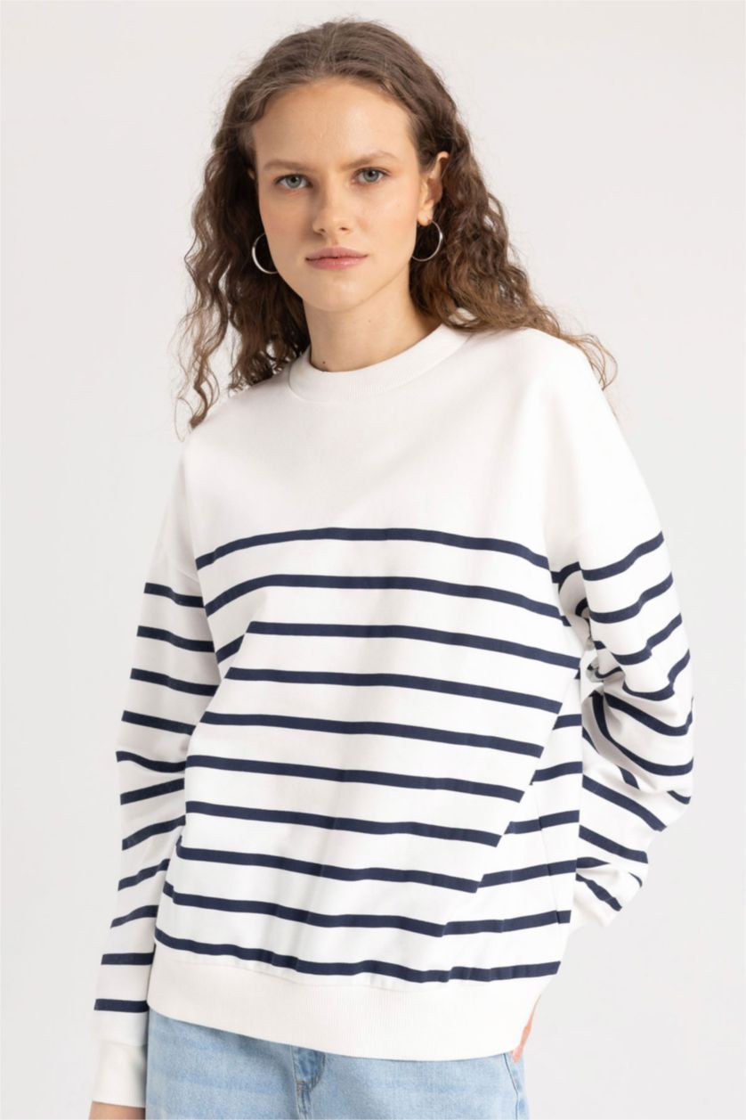 FEMME Marin Sweat-shirt rayé à coupe décontractée