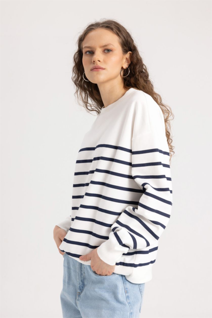 FEMME Marin Sweat-shirt rayé à coupe décontractée