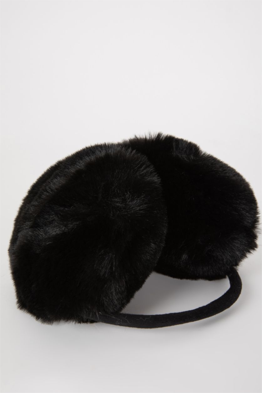 FEMME Noir Cache-oreilles en Peluche pour Femme
