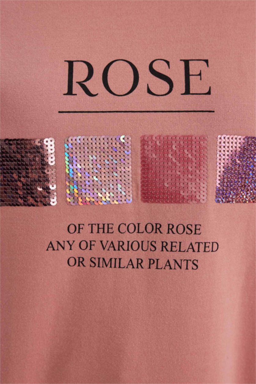 FEMME Bordeaux Tunique Sweat-Shirt Coupe Régulière Col Rond Avec Broderie