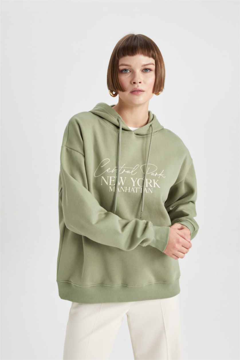 WOMAN Khaki Relax Fit Slogan Sweatshirt