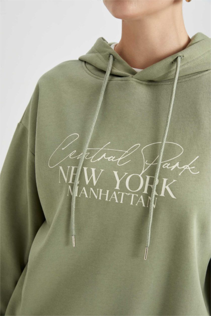 WOMAN Khaki Relax Fit Slogan Sweatshirt