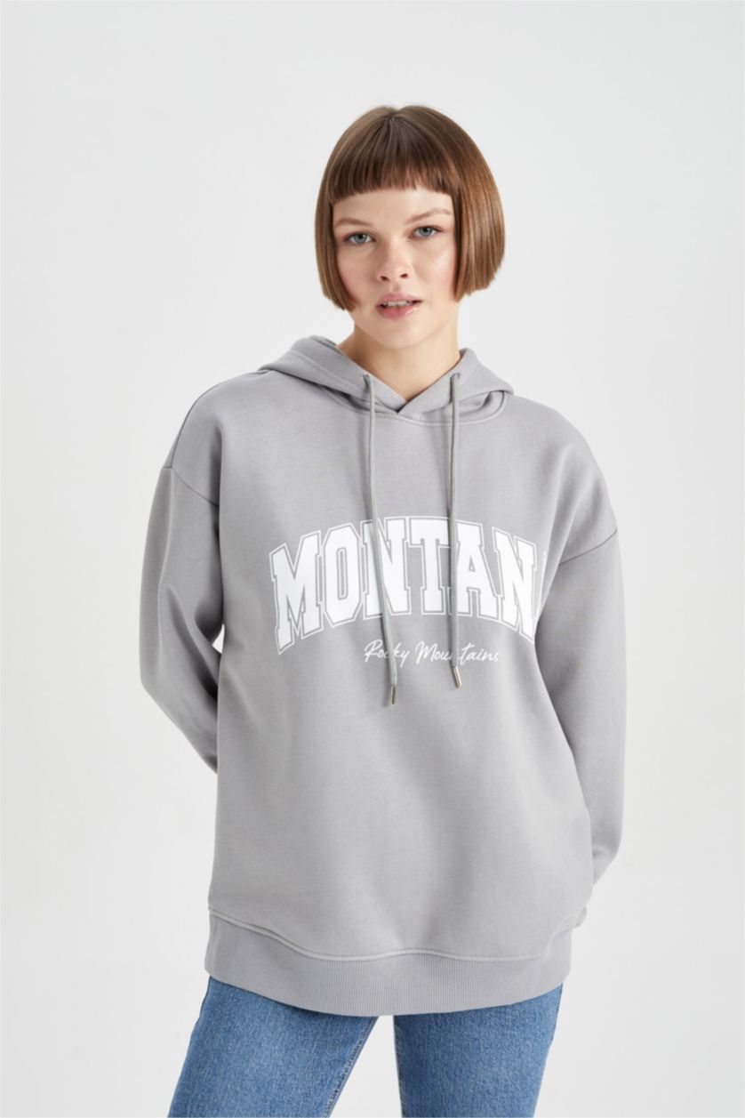 WOMAN Light Grey Relax Fit Thick Sweatshirt Fabric Sweatshirt