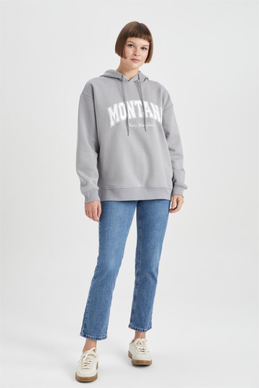 WOMAN Light Grey Relax Fit Thick Sweatshirt Fabric Sweatshirt