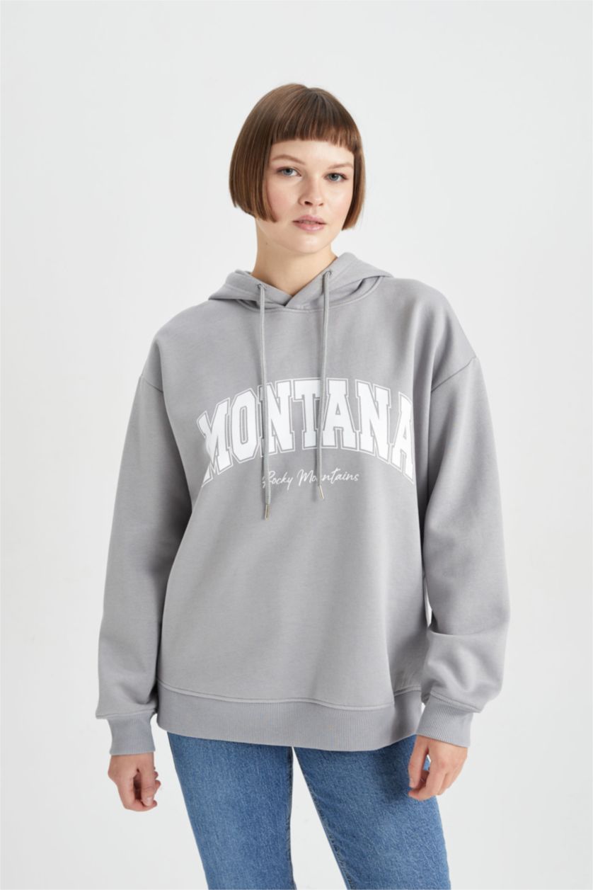 WOMAN Light Grey Relax Fit Thick Sweatshirt Fabric Sweatshirt