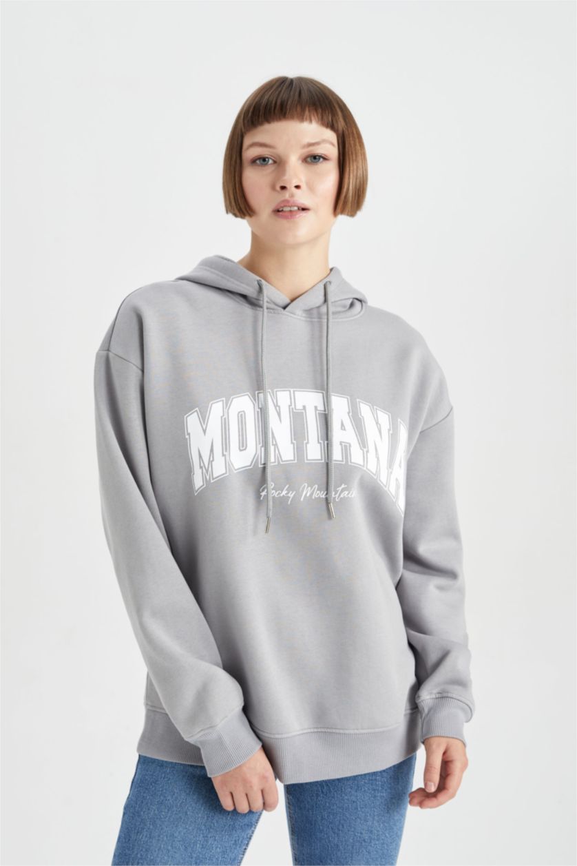 WOMAN Light Grey Relax Fit Thick Sweatshirt Fabric Sweatshirt