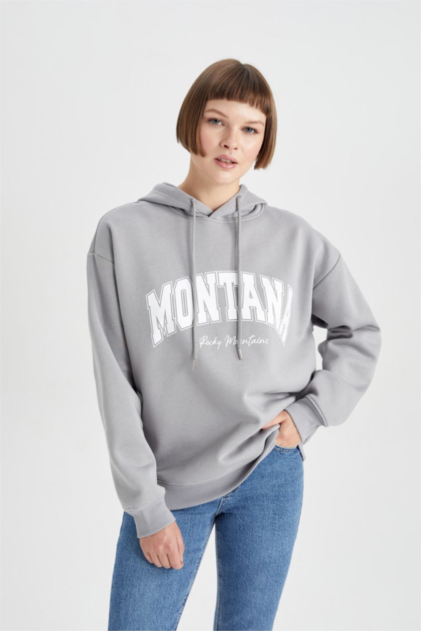 WOMAN Light Grey Relax Fit Thick Sweatshirt Fabric Sweatshirt