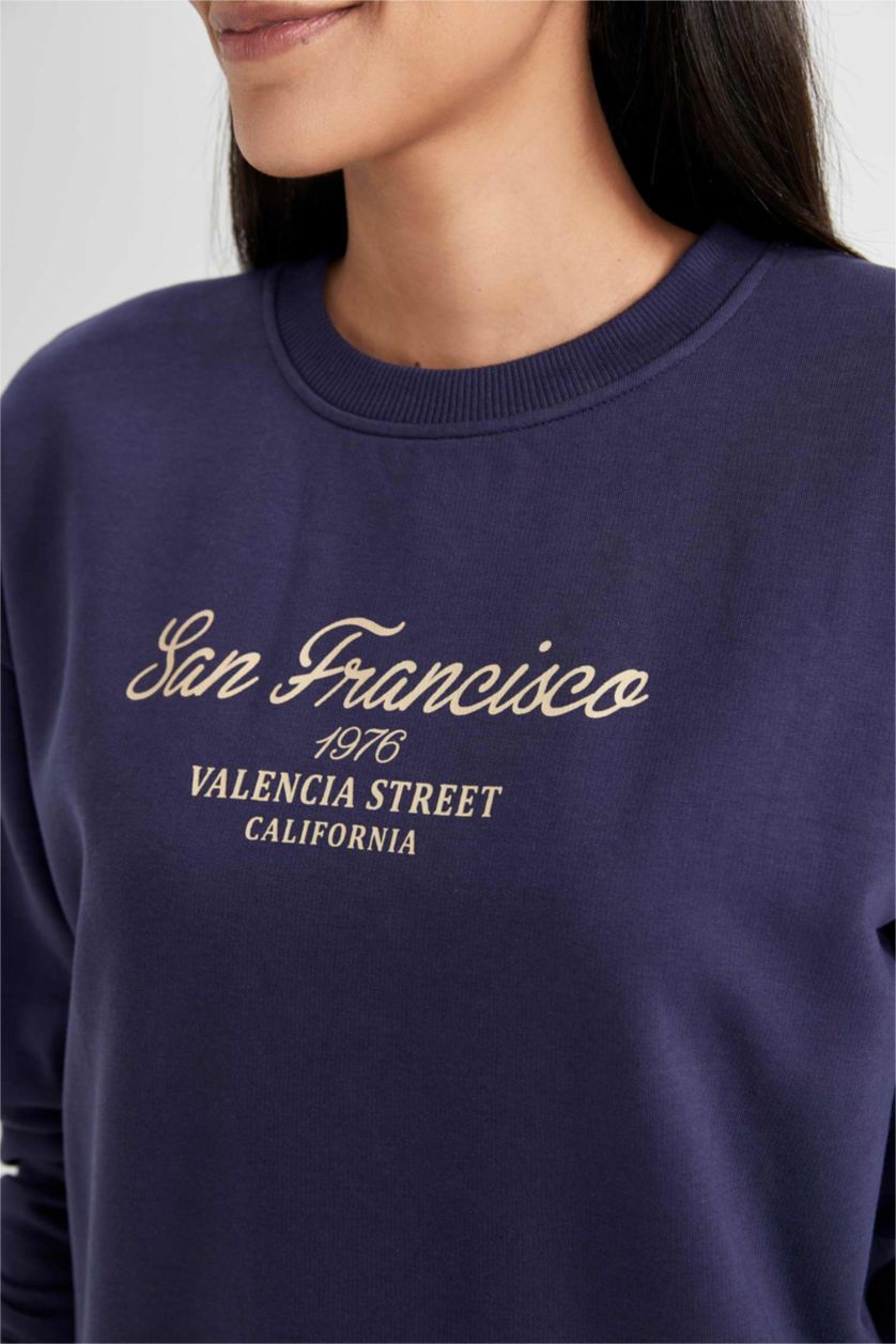 FEMME Marin Sweat- Shirt Coupe Relaxant Col Rond à Manches Longues