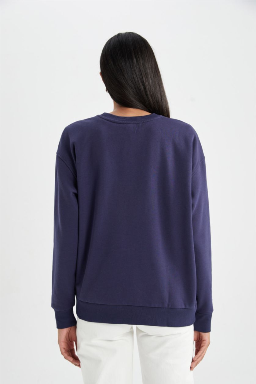 FEMME Marin Sweat- Shirt Coupe Relaxant Col Rond à Manches Longues