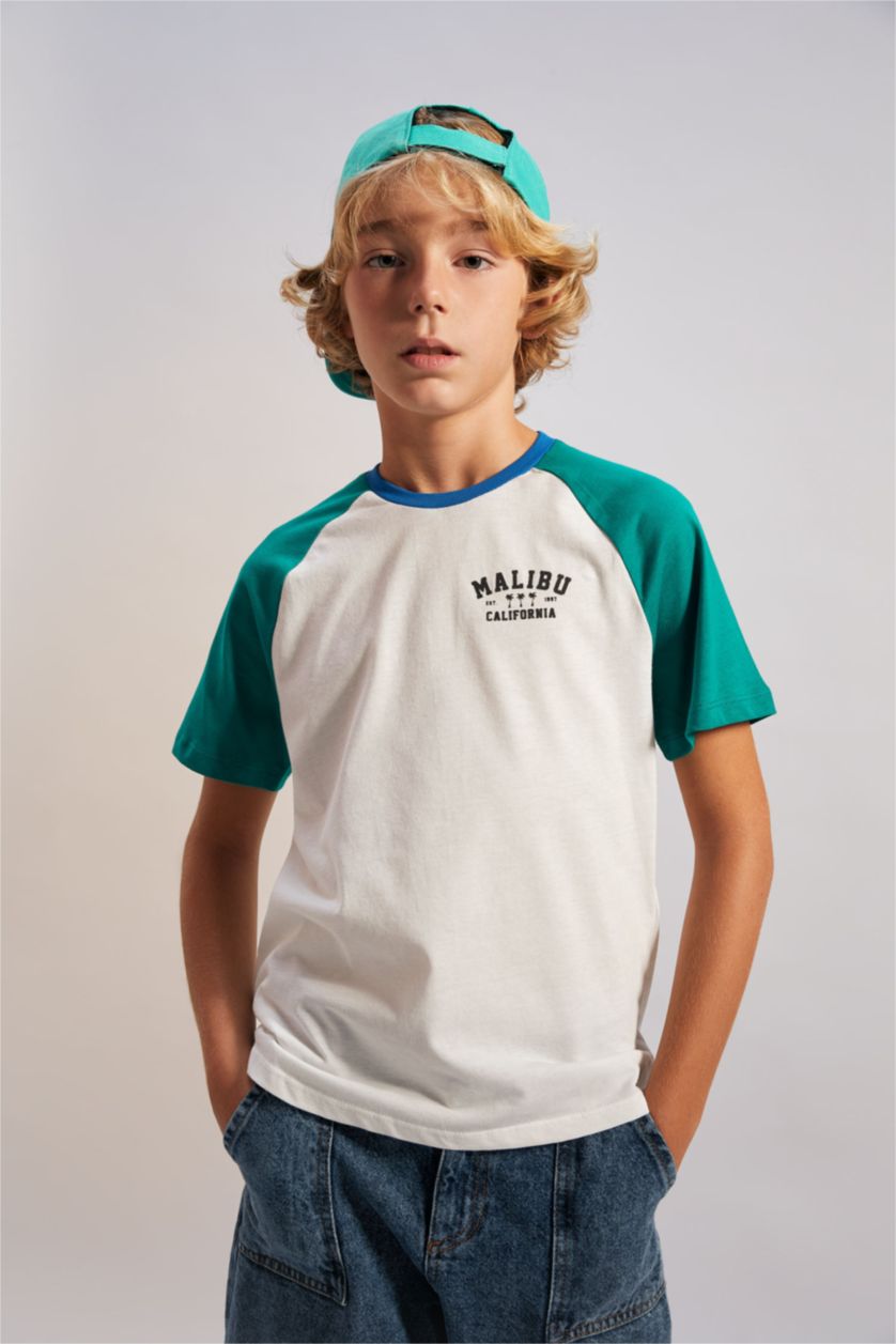 Мальчики и подростки Бежевый Футболка с принтом с круглым вырезом для мальчиков, Школьная коллекция