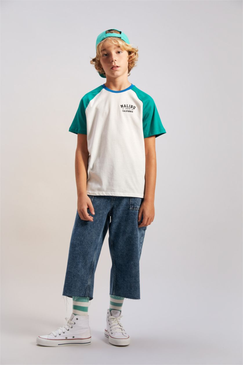 Мальчики и подростки Бежевый Футболка с принтом с круглым вырезом для мальчиков, Школьная коллекция