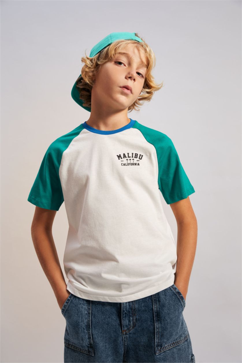 Мальчики и подростки Бежевый Футболка с принтом с круглым вырезом для мальчиков, Школьная коллекция