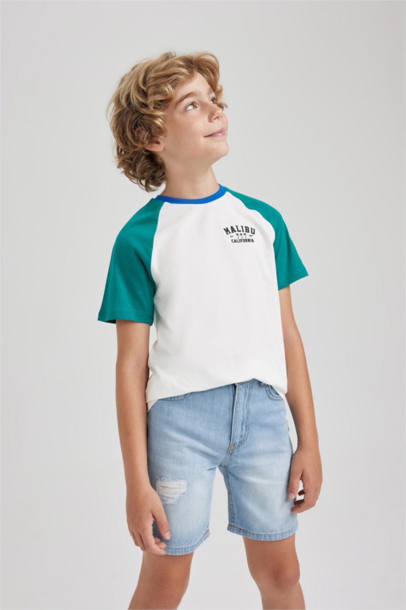 Мальчики и подростки Бежевый Футболка с принтом с круглым вырезом для мальчиков, Школьная коллекция