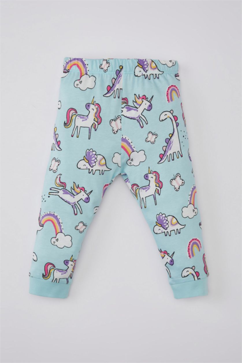 BABY GIRL Light Blue 2 piece Regular Fit Crew Neck Knitted Pyjamas