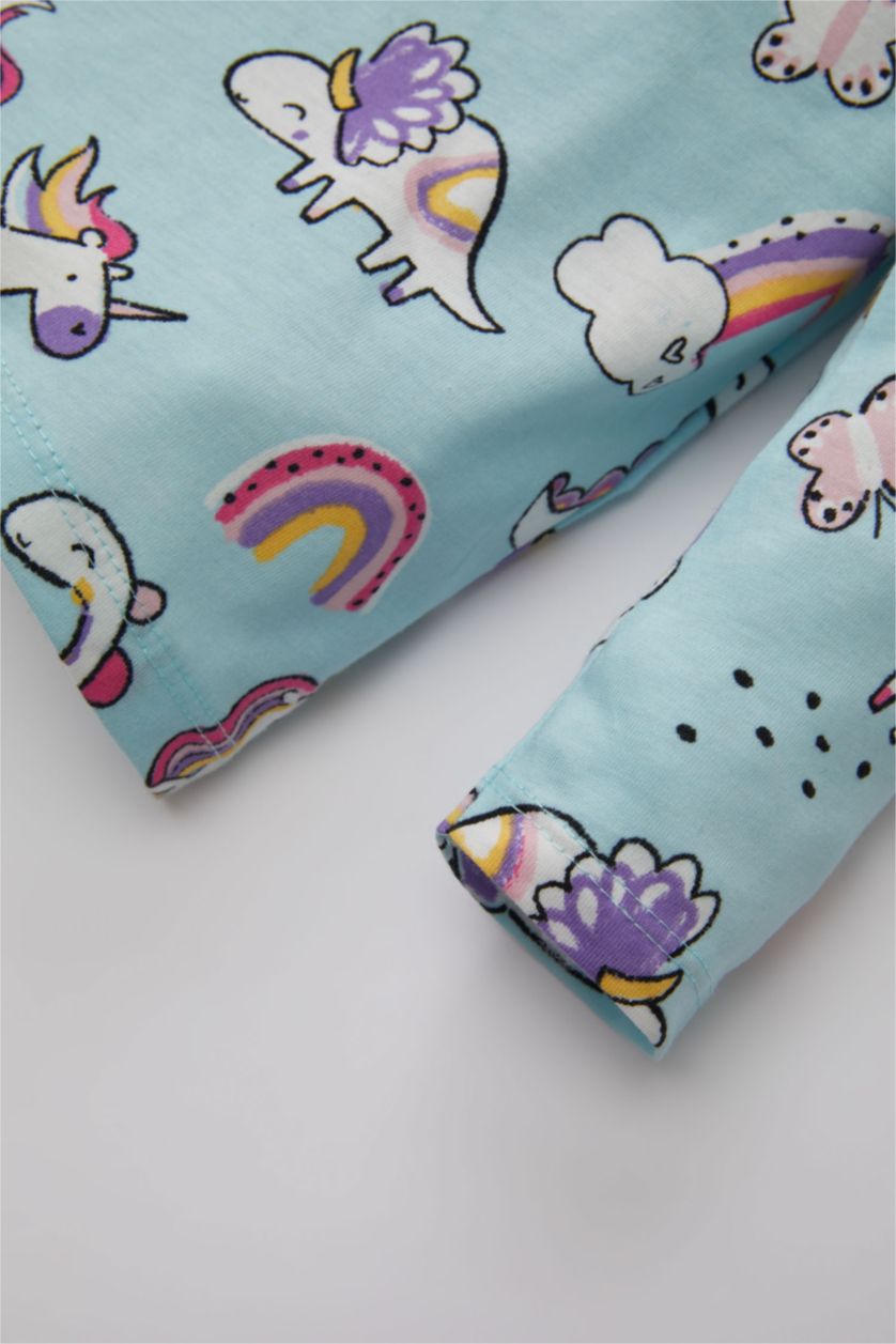 BABY GIRL Light Blue 2 piece Regular Fit Crew Neck Knitted Pyjamas